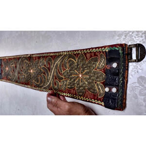 Antique Belt Medieval Renaissance Studded Jeweled Velvet Gold MUSEUM WORTHY